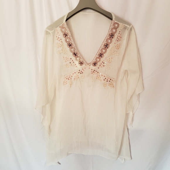 2/$25 Vintage Sequined Blouse/Coverup Top - Picture 1 of 7